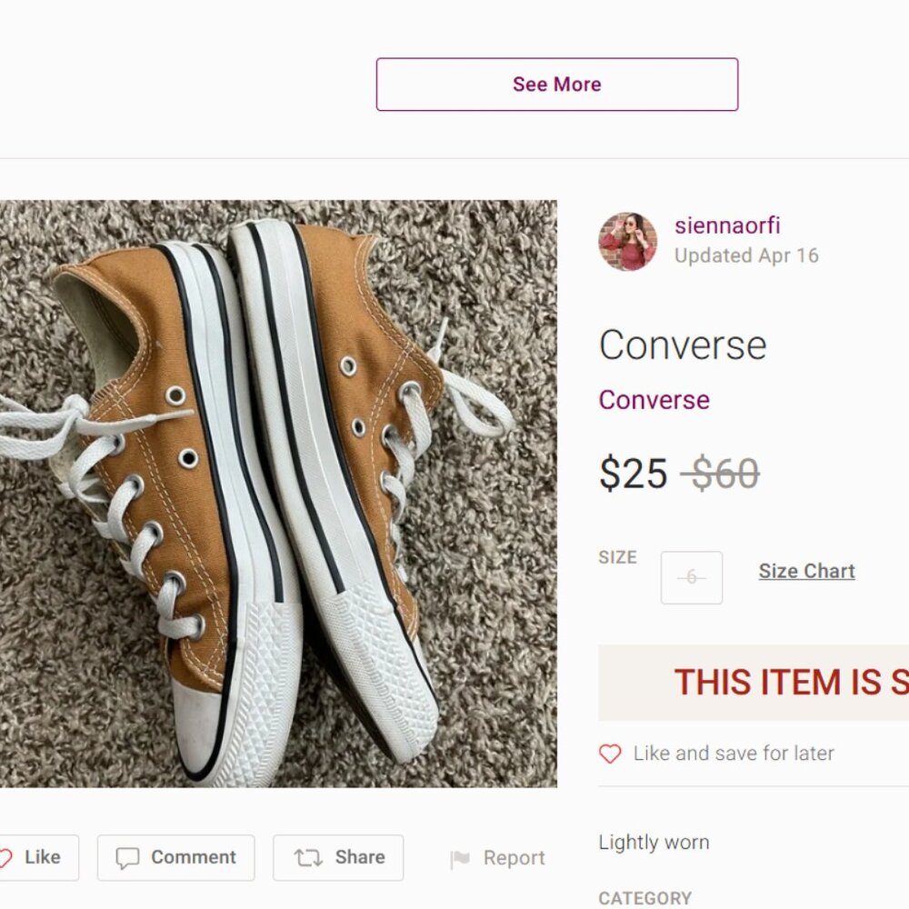 Converse Chuck Taylor All Star low-top sneakers tan light brown canvas. - Picture 2 of 5